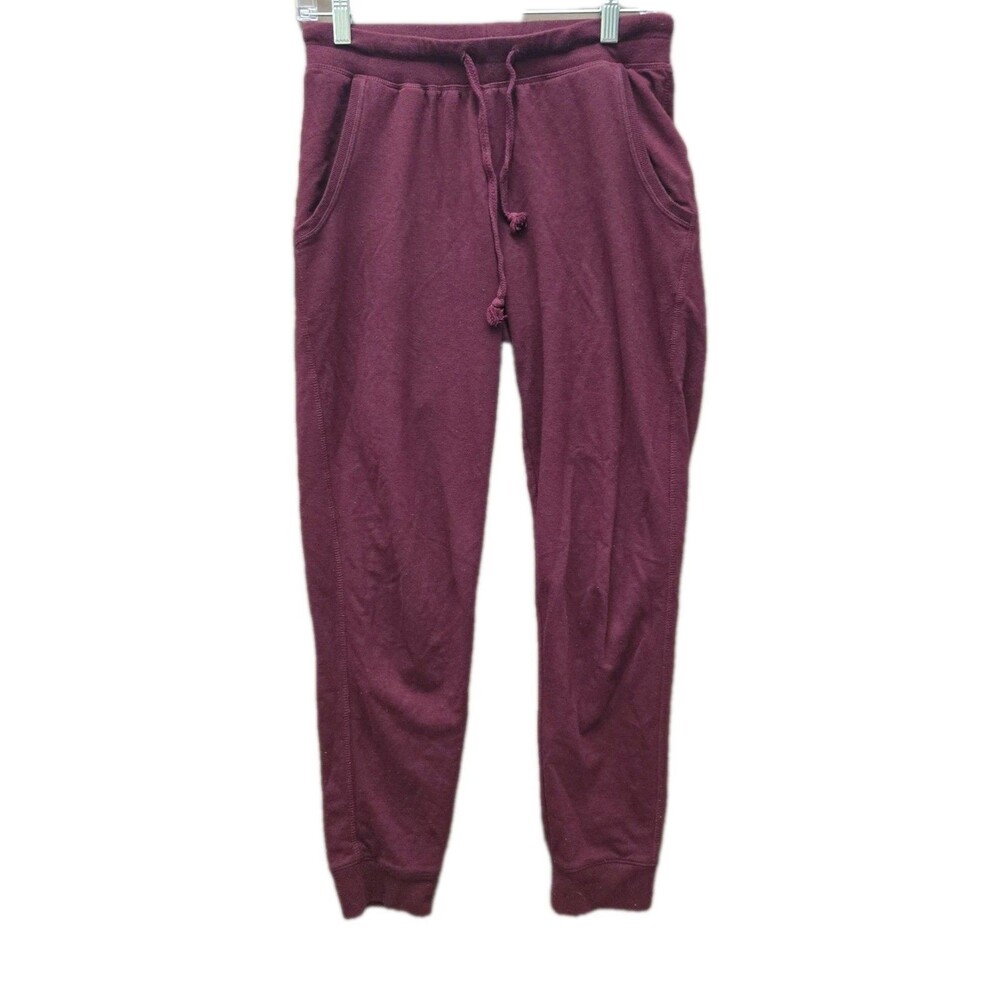 Ambiance Burgundy Drawstring Sweatpants Size Small S Pockets Cuffed Ankle - Picture 1 of 4
